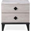 Adore Decor Micah Modern Side Table, 2 Drawers Bedside Storage Nightstand, Marble Print Top, Beige view 4