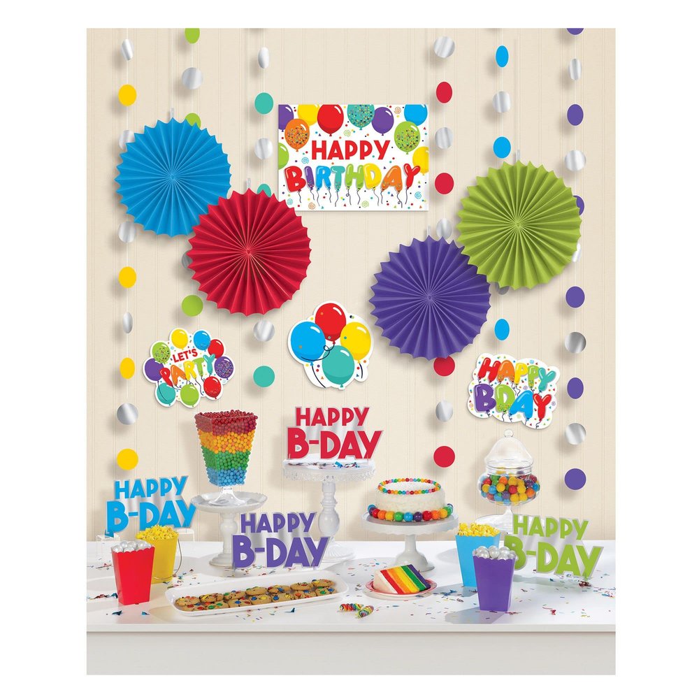 Birthday Celebration Room Decorating Kit, 18-Piece - Vibrant Party Decor for The Ultimate Festive Ambiance