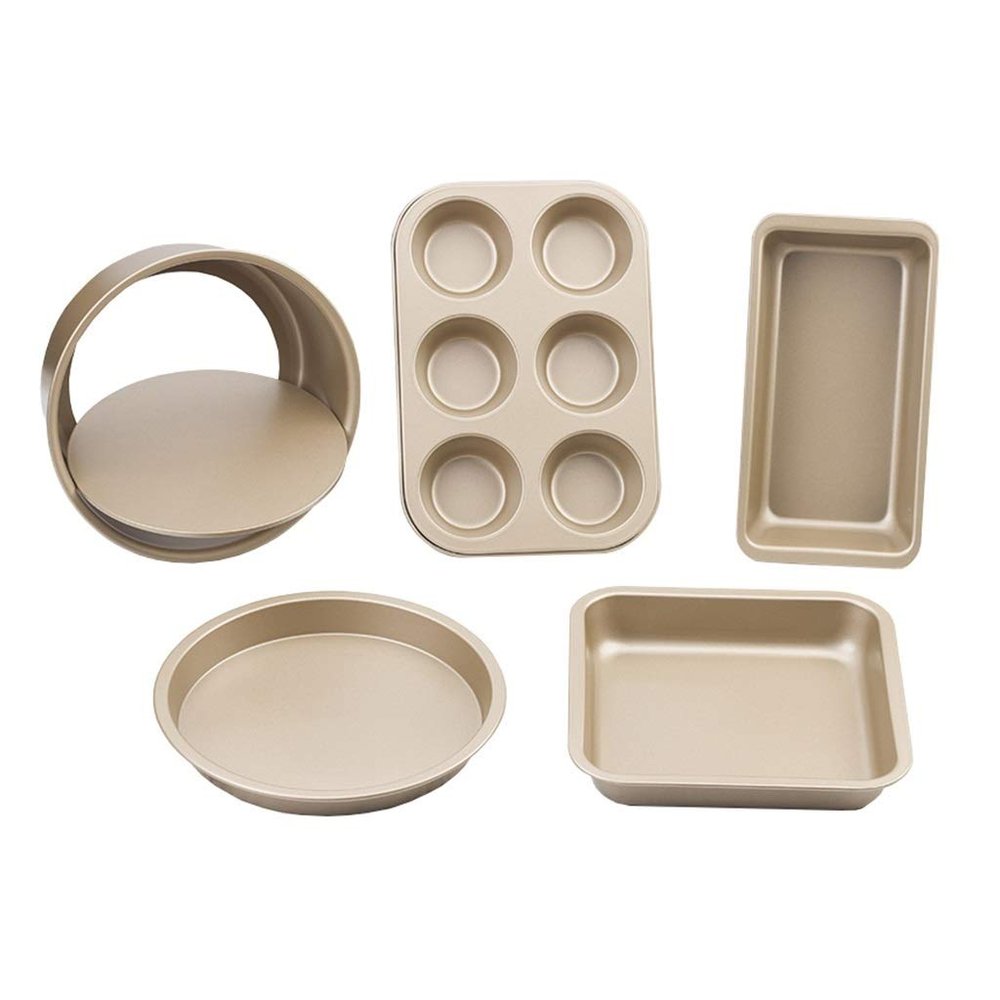 Baking Dish, Baking Tools, Pizza Tray, Bread Cans, Cake Pan Muffin Tray, Square Baking Dish Five Piece Set Not Sticky Carbon Steel