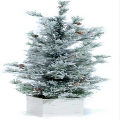 Good Tidings Flocked Tabletop Christmas Tree in a Pot, 3'
