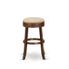 East West Furniture DVS030-303 Devers Counter Height Bar Stool - Round Shape Mocha PU Leather Upholstered Kitchen Counter Backless Chairs, 30 Inch Height, Mahogany view 1