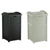 Suncast 2 Pack 33 Gallon Durable Plastic Hideaway Outdoor Garbage Can with Secure Lid and Wicker Design for Home Backyards, 1 Java Brown and 1 Taupe view 1