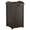 Suncast 2 Pack 33 Gallon Durable Plastic Hideaway Outdoor Garbage Can with Secure Lid and Wicker Design for Home Backyards, 1 Java Brown and 1 Taupe view 2