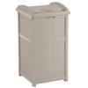 Suncast 2 Pack 33 Gallon Durable Plastic Hideaway Outdoor Garbage Can with Secure Lid and Wicker Design for Home Backyards, 1 Java Brown and 1 Taupe view 3
