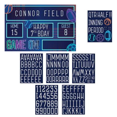 amscan Birthday Baller Plastic Personalized Stadium Scoreboard Sign, 1 Pack