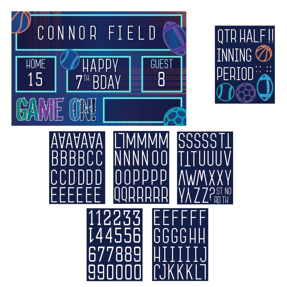 amscan Birthday Baller Plastic Personalized Stadium Scoreboard Sign, 1 Pack