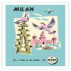 Milan Italy - Sforzesco Castle - KLM Royal Dutch Airlines - Vintage Airline Travel Poster c.1959 - Fine Art Matte Paper Print (Unframed) 20x26in view 1