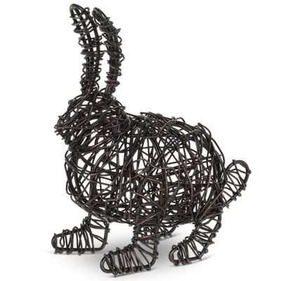 Abbott Collection 92-WEAVE-897 Sm Woven Crouching Rabbit-4.5" L, 4.5 inches L, Black