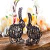 Abbott Collection 92-WEAVE-897 Sm Woven Crouching Rabbit-4.5" L, 4.5 inches L, Black view 3