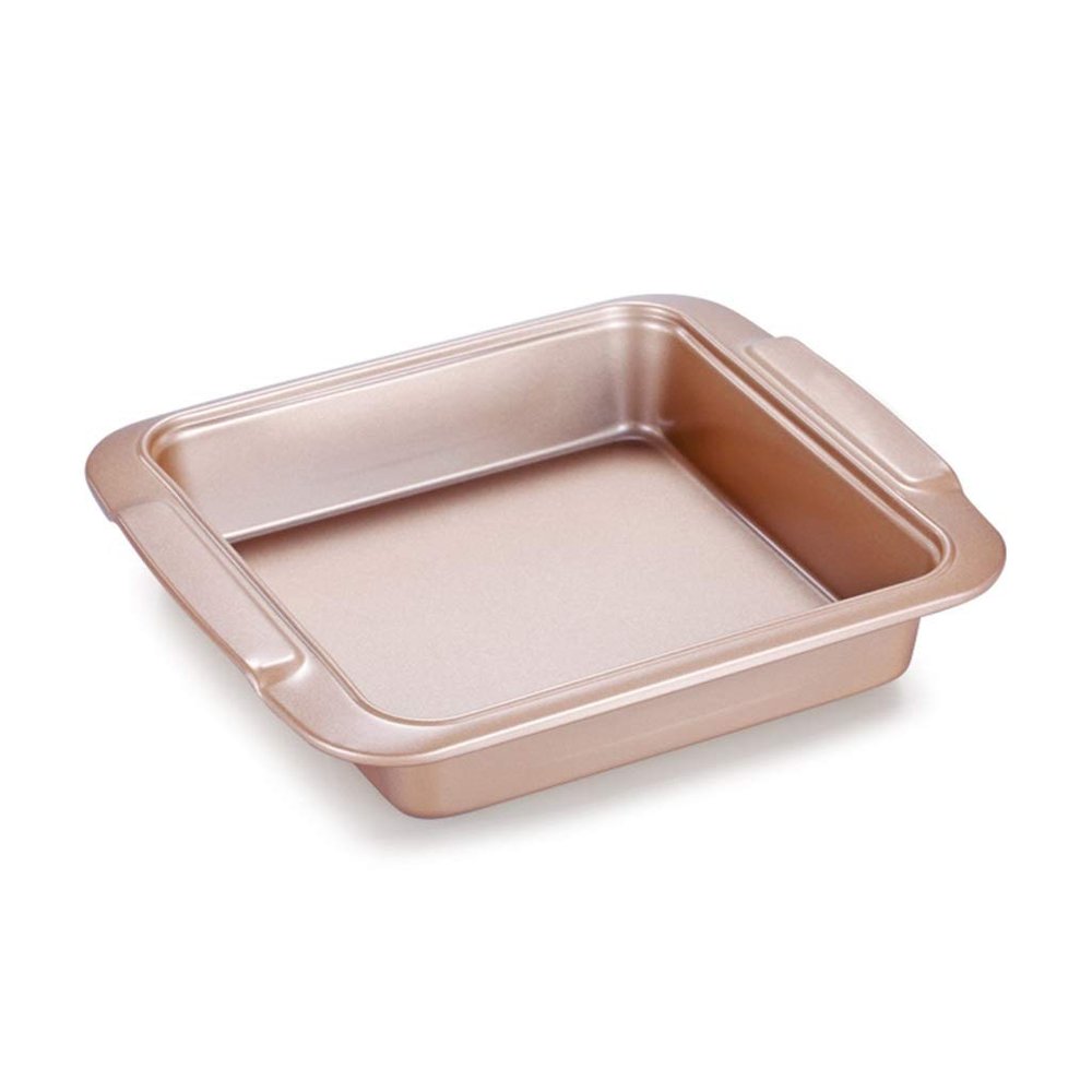 Baking Dish, Golden Square Baking Dish Oven Tray Not Sticky Cake Roll Muffin Tiramisu Baking Mold