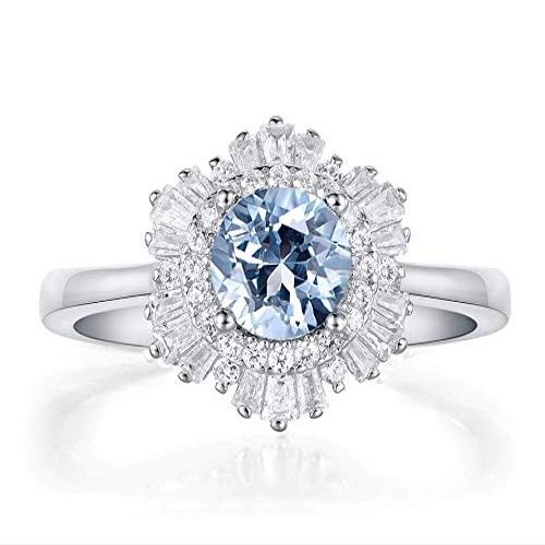 Bansriracha Aquamarine Gemstone Rings for Women Real 925 Sterling Silver Jewelry Ring Hexagon Handmade Ring Engagement Fine Jewelry (9)