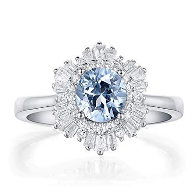 Bansriracha Aquamarine Gemstone Rings for Women Real 925 Sterling Silver Jewelry Ring Hexagon Handmade Ring Engagement Fine Jewelry (7)