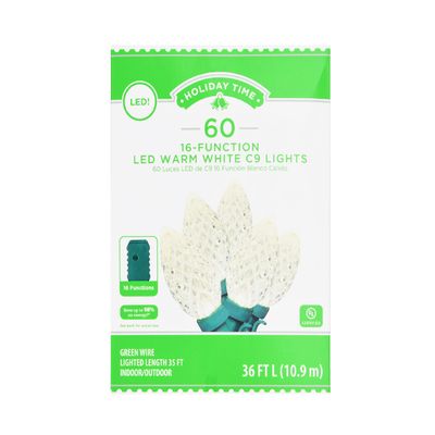 Holiday Time 60 LED Warm White C9 Lights - 16 Functions