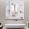 Over-The-Sink Bathroom Storage Organizer Cabinet with Mirrored Door and Multiple Shelves White Modern Contemporary Glass Wood Glossy Includes Hardware Mirror Included view 1