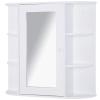 Over-The-Sink Bathroom Storage Organizer Cabinet with Mirrored Door and Multiple Shelves White Modern Contemporary Glass Wood Glossy Includes Hardware Mirror Included view 3