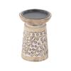 3-Piece Rustic Mango Wood Flourish-Patterned Candle Holder Set Brown Bohemian Eclectic view 3