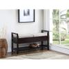 Espresso Storage Shoe Bench Brown Modern Contemporary Solid Fabric Wood Distressed view 1