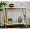 2 Tier Solid Bamboo Frame Console Table White Modern Contemporary Rectangle Matte Shelf view 2