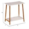 2 Tier Solid Bamboo Frame Console Table White Modern Contemporary Rectangle Matte Shelf view 3