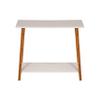 2 Tier Solid Bamboo Frame Console Table White Modern Contemporary Rectangle Matte Shelf view 4