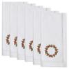 Cotton Napkins with Embroidered Wreath Design (Set of 6) White Square view 3