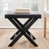 Black Wicker X-Bench - 22" X 19.5" Solid Farmhouse Rattan Wood view 1