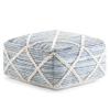 Square Pouf in Blue/Natural Handloom Woven Pattern Blue Geometric Modern Contemporary Cotton Wool Handmade view 3