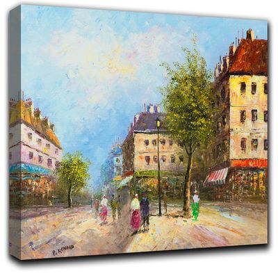 French Vintage Wall Art Decor Picture Painting Poster Print on Canvas Panels Pieces - Cityscape Theme Wall Decoration Set - Paris Wall Picture for Living Room Bedroom 23 by 40 in