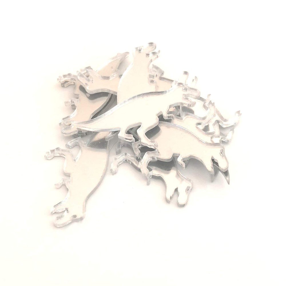 T-Rex Shaped Craft Mirrors, Set of 10, Shatterproof Acrylic, Pack of 4 X