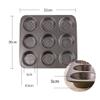Bakeware, Nine Holes Not Sticky Baking Dish Cup Cake Muffin Bread Home Baking Not Sticky Carbon Steel view 2