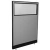 Global Industrial 48-1/4"W x 64" H Office Partition Panel with Partial Window & Pass-Thru Cable, Gray view 1