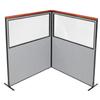 Global Industrial 60-1/4"W x 73-1/2"H Deluxe Freestanding 2-Panel Corner Divider with Partial Window, Gray view 1