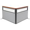 Global Industrial 60-1/4"W x 43-1/2"H Deluxe Freestanding 2-Panel Corner Divider with Partial Window, Gray view 1