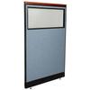 Global Industrial 48-1/4"W x 77-1/2"H Deluxe Office Partition Panel with Partial Window & Pass-Thru Cable, Blue view 1