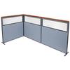 Global Industrial 60-1/4"W x 61-1/2"H Deluxe Freestanding 3-Panel Corner Divider with Partial Window, Blue view 1