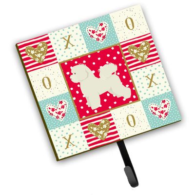 Caroline's Treasures CK5911SH4 Bichon Frise Love Leash or Key Holder, Wall Hooks, Key Hooks Holder, Coat Rack Wall Mount, Coat Hooks, Hooks for Hanging Keys, Towels, Aprons, Leashes,