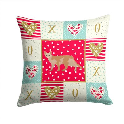 Caroline's Treasures CK5597PW1414 Devon Rex #3 Cat Love Fabric Decorative Pillow, Red Machine Washable, Indoor Outdoor Decorative Pillow for Couch, Bed or Patio, 14Hx14W