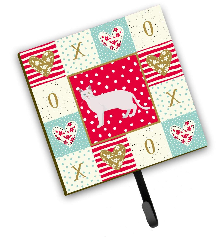 Caroline's Treasures CK5628SH4 Khao Manee #1 Cat Love Leash or Key Holder, Red, Wall Hooks, Key Hooks Holder, Coat Rack Wall Mount, Coat Hooks, Hooks for Hanging Keys, Towels, Aprons, Leashes,