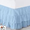ARlinen Multi-Ruffle Bed Skirt -Twin Light Blue Bedskirt- Unique Design- Three Ruffled Tier Layer-Waterfall Dust Ruffle bedskirt Split Corner with Platform Up to 24 Inch Deep Mattress. view 2