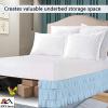 ARlinen Multi-Ruffle Bed Skirt -Twin Light Blue Bedskirt- Unique Design- Three Ruffled Tier Layer-Waterfall Dust Ruffle bedskirt Split Corner with Platform Up to 24 Inch Deep Mattress. view 4
