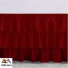 ARlinen Multi-Ruffle Bed Skirt -Full Burgundy Bedskirt- Unique Design- Three Ruffled Tier Layer-Waterfall Dust Ruffle bedskirt Split Corner with Platform Up to 18 Inch Deep Mattress. view 3