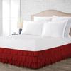 ARlinen Multi-Ruffle Bed Skirt -Full Burgundy Bedskirt- Unique Design- Three Ruffled Tier Layer-Waterfall Dust Ruffle bedskirt Split Corner with Platform Up to 21 Inch Deep Mattress. view 1