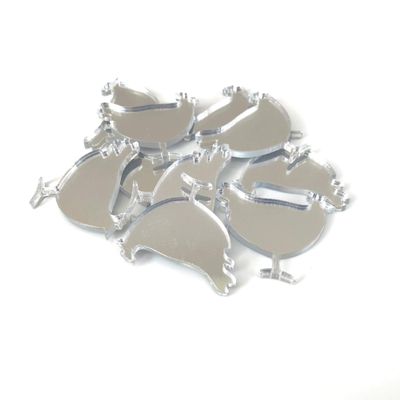 Chicken Shaped Crafting Mirrors, Set of 10, Shatterproof Acrylic, Silver