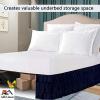 ARlinen Multi-Ruffle Bed Skirt -Full Navy Blue Bedskirt- Unique Design- Three Ruffled Tier Layer-Waterfall Dust Ruffle bedskirt Split Corner with Platform Up to 10 Inch Deep Mattress. view 4