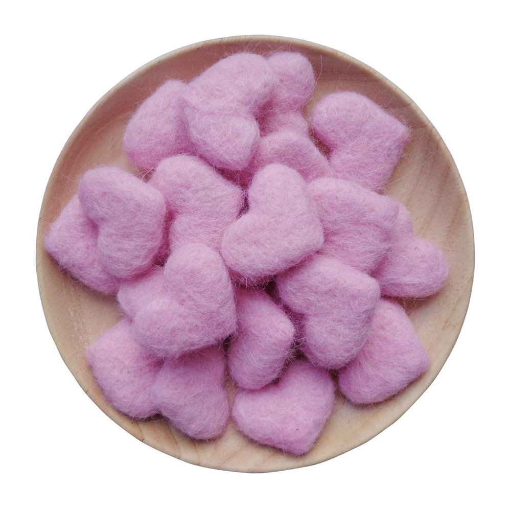 Heart Felt Wool Balls Pom Pom Handmade for Craft Dream Catcher Home Decor(Pink 40mm 20pcs)