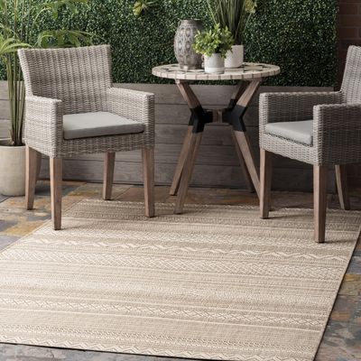 nuLOOM 3' x 5' Outdoor Performance Area Rug, OEKO-TEX Certified, Weather Resistant, High Traffic, Patio, Balcony, Outside, Erlinda Beige