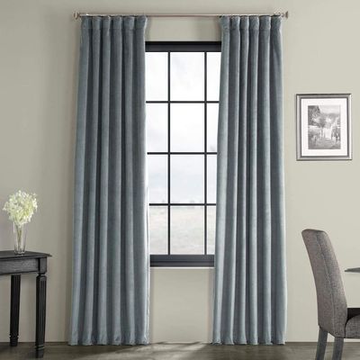 1 Piece 50 X 84 Traditional Natural Grey Curtain Solid Color Heavy Cotton Lining Velvet Polyester Light-Blocking Blackout Curtain Panel Energy Saving All Seasons Living Room & Bedroom Window Curtains