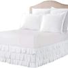 ARlinen Multi-Ruffle Bed Skirt -Full White Bedskirt- Unique Design- Three Ruffled Tier Layer-Waterfall Dust Ruffle bedskirt Split Corner with Platform Up to 10 Inch Deep Mattress. view 1