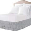 ARlinen Multi-Ruffle Bed Skirt -Cal-King Light Grey Bedskirt- Unique Design- Three Ruffled Tier Layer-Waterfall Dust Ruffle bedskirt Split Corner with Platform Up to 24 Inch Deep Mattress. view 1