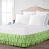 ARlinen Multi-Ruffle Bed Skirt -King Sage Bedskirt- Unique Design- Three Ruffled Tier Layer-Waterfall Dust Ruffle bedskirt Split Corner with Platform Up to 15 Inch Deep Mattress. view 1